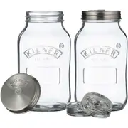 2pc Kilner 1L Glass Fermentation Jar w/ Lid Fermenting Airtight Bottle Set Clear