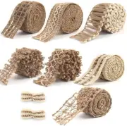 7 Pack Jute Ribbons, Rustic Ribbons Lace Craft Ribbon Net Burlap Fabric