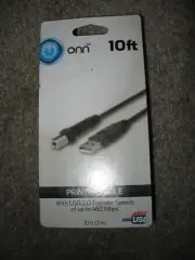10 ft Printer Cable Type A to Type B USB 2.0