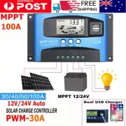 MPPT 100A 12V/24V Solar Battery Charger Panel Controller Auto Tracking Regulator