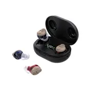 1 Pair Invisible Digital Hearing Aids Rechargeable In-Ear Enhancer Amplifier-Red and Blue