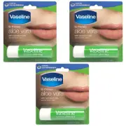 Pack of (3) Vaseline Lip Therapy Aloe Vera Lip Balm, 0.16oz