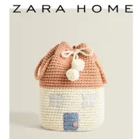 在飛比找蝦皮購物優惠-二手ZARA HOME編織溫馨小房子手提水桶包