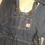 Carhartt Bib Overalls Mens 36x33 Blue Denim Workwear Carpenter Adjustable Straps