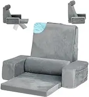 Reading Pillow for Bed Sitting Up,Sit Upright Floor Pillow with Seat Cushion,Comfortable Adjustable Back Height Support Pillow with Armrest,Backrest Pillow for Adults, Reading in Bed or Gaming,24"