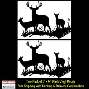 Deer Buck Family Silhouette Black Vinyl Decal Car Window Laptop Tablet Notebook