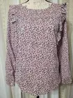J Crew Mercantile Women's Size 10 Floral Printed Ruffle Top Blouse Pink Blue