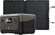 EF ECOFLOW RIVER 2 Power Station With 60Watt Foldable Solar Panel(include XT60i cable), 256Wh LiFePO4 Battery/ 1 Hour Fast Charging, 2 Up to 600W AC Outlets, Solar Generator for Camping/RVs/Home Use