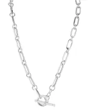 Chloe and Madison Silver Link Toggle Necklace