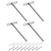 4Pcs 6 Inch Wall Mounting Floating Shelf Bracket Blind Shelf Support, Silver