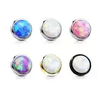 1 Pc 14G Surgical Steel Internal Threaded Flat Opal Stone Dermal Anchor Top 4 mm