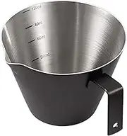 Stainless Steel Espresso Cups, Espresso Shots Cup with Handle, Double Spout Metal Espresso Measuring Cup, V-Shaped Mouth Coffee Accessories with Dual Scale (Black), 120ML