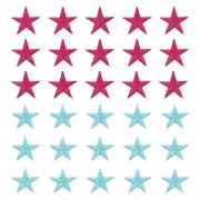 Small 5Star Iron Patches Embroidered Sew Garment Patches Rose Red, Light Blue