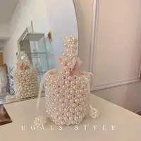 在飛比找ETMall東森購物網優惠-UGALS法式復古仙女diy材料包手工編織串珠珍珠包包水桶手