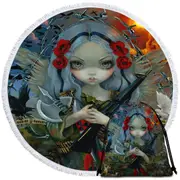 History Art Unseelie Court War Beautiful Angel Girl Round Beach Towel