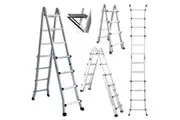 Pro 4M Folding Aluminium Multipurpose Ladder W/ Workshelf Platform Spring Assisted Rapid Safety Lock Adjusters Ladders