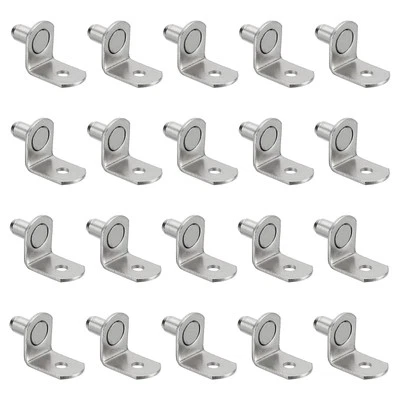 40Pcs Shelf Pegs Pins 1/4" L-Shaped Shelf Pins Holders Shelf Support Pegs Silver