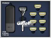 Gillette ProGlide Shield Premium Edition Razors for Men, 1 Gillette Razor, 8 ProShield Razor Blade Refills, 1 Travel Case