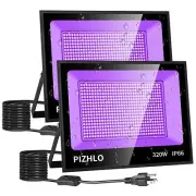 2 Pack 320W LED Black Light, Blacklight Flood Light with Plug & Switch, IP66 ...