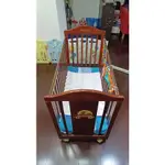 (已售出)KUO CHENG 4階段調整木床(贈5CM乳膠床墊+防水保潔墊) 兩邊柵欄可升降 實木嬰兒床 遊戲床 木頭床