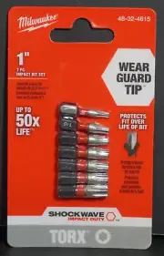 (RI4) Milwaukee 48-32-4615 7 Piece TORX Shockwave 1" Insert Bit Set