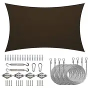 10 ft. x 13 ft. 190 GSM Brown Rectangle Sun Shade Sail with Rectangle Kit Plus