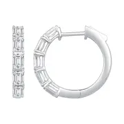 Emerald Cut Hoop Earrings with 2.00ct of Laboratory Grown Diamonds in 9kt White Gold