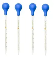4Pk 5ml Glass Graduated Dropper Pipettes Lab Dropper with Blue Rubber Cap&Scale