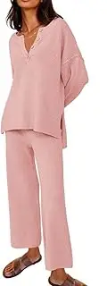 [BUNSLOOM] Women's 2 Piece Outfits Oversized Knit Loungewear Loose Slouchy Pullover Set Autumn Trendy Matching Lounge Sets