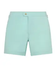 Tom Ford Piped-Trim Straight Hem Swim Shorts IT54 LIGHT BLUE
