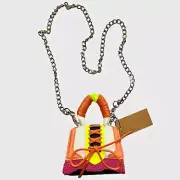 Steve Madden Mini Flap Top Crossbody Chain Handle Bag Purse Pink Orange Bdorra