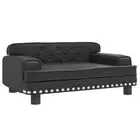 Kids Sofa 2 Seater Children Couch Lounger Armchair Black Faux Leather