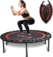 Foldable Mini Trampoline,Fitness Trampoline with Bungees,Stable & Quiet Exercise Rebounder for Adults Indoor/Outdoor Workout