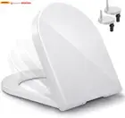 D-Shaped Toilet Seat with Soft Close, Adjustable Stainless Hinge, Quick Release