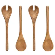 2x 2pc Jamie Oliver Big Love Mango Wood Salad Serving Spoon/Fork Set - Brown