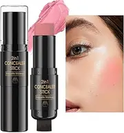 Multifunctional Highlight Grooming Stick, Stereo Shadow Pearlescent Blush Foundation Stick, Blush Highlight Pencil Multi-purpose Makeup stick 2-In-1 Concealer for Women(M07-Blush)