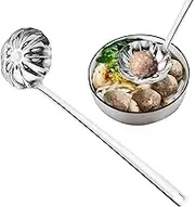 Stainless Steel Soup Spoon, Stainless Steel Soup Spoon for Kitchen, Heat Resistant Ruffle Ladle Ergonomic Grip Utensil for Home and Commercial Use
