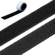 Quality Hook and Loop Stick On Tape Fastener Set - 1meter x 20mm Black