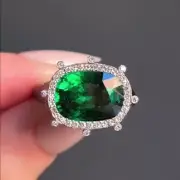 2.10 Ct Natural Oval Emerald Diamond Proposal Ring14K solid white gold