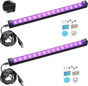 THLIFURE Black Light Bar 10W 1ft LED Blacklight for Fluorescent Tapestry Poster Body Paint Glow Party UV Strip Lights for Cabinet and Display Magnetic THLITURE 2 Pack, (VES174)