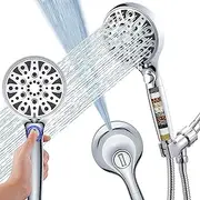 [Tamefox] Filtered Shower Head with Handheld, 8-Mode Spray Setting 2-Power Jet Mode Showerhead w/Pause Switch, 15 Stage Water Softener Filters for Hard Water Remove Chlorine