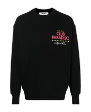 MSGM Graphic Printed Crewneck Sweatshirt Black