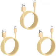 3 Pack 2m Long Data Transfer Charger Charging USB Type C Phone Tablet Cable Cord Bulk Braided Gold Nylon
