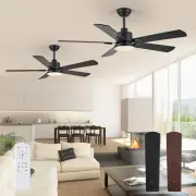 2 Pack 52" Ceiling Fans with Lights, Black Modern Quiet Ceiling Fan with Remote
