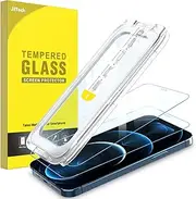JETech One Touch Install Screen Protector for iPhone 12 Pro Max 6.7-Inch, Full Coverage Tempered Glass Film, Auto Alignment Tool Kit, HD Clear, 2-Pack