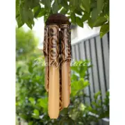 Bamboo Wind Chime Balinese Burnt Swirl Coconut Top Hanging Garden Ornament