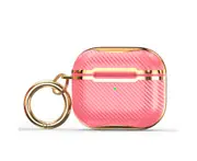 Earphone Protective Case Electroplated Anti-fall Carbon Fiber Bluetooth-compatible Earbuds Cover Shell with Keychain for Airpods 3 J