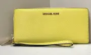 RNWB Michael Kors Continental Wallet Sunshine Yellow Leather 35T7GTVE7L Dust Bag