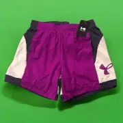 New Under Armour Women's Size Small Basketball Baseline UA Shorts 6” Purple