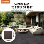 Interlocking Deck Tiles 54 Pack 12"x12" Waterproof for Porch Dark Brown